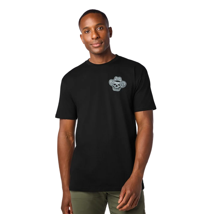 black YETI Cowboy Skull short sleeve t-shirt featuring the Ice Cold cowboy skull emblem on the left chest