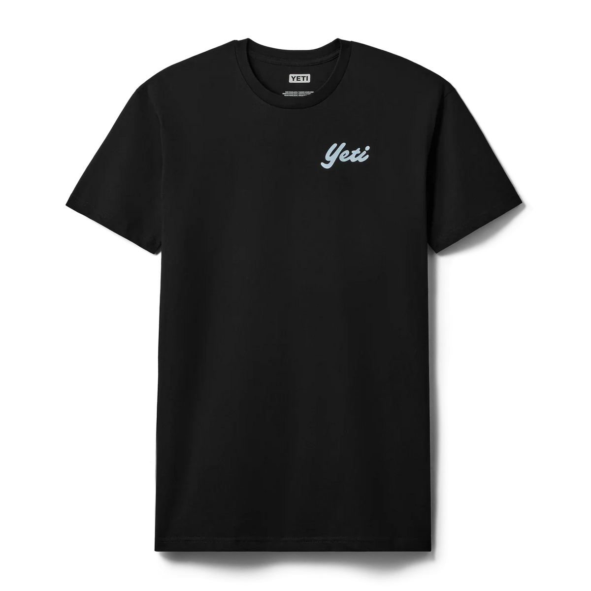 Back view of the black YETI High Country short sleeve t-shirt featuring a custom bison and pine forest graphic