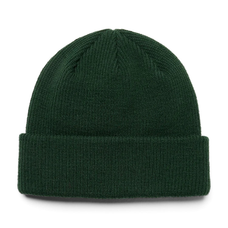 Yeti Logo Badge olive green rib knit beanie hat with fold-over cuff