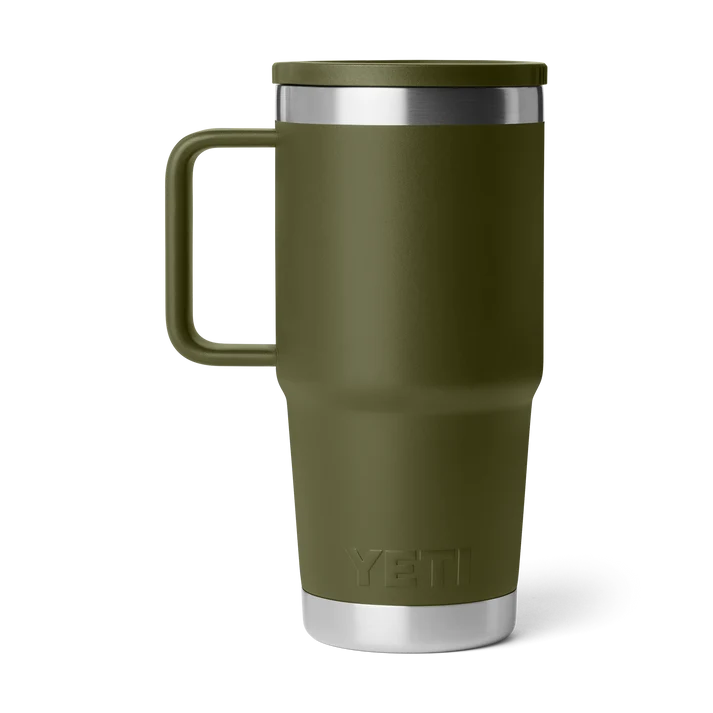 YETI Rambler 20 oz Travel Mug with Stronghold Lid in colour Olive with King Crab Orange lid