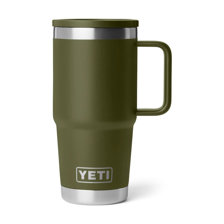 YETI Rambler 20 oz Travel Mug with Stronghold Lid in colour Olive with King Crab Orange lid