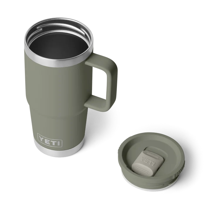 YETI Rambler 20 oz Travel Mug in Pampa Green with Stronghold lid and welded handle