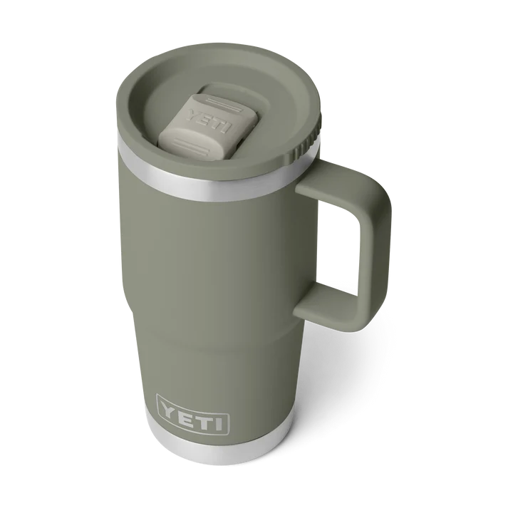 YETI Rambler 20 oz Travel Mug in Pampa Green with Stronghold lid and welded handle