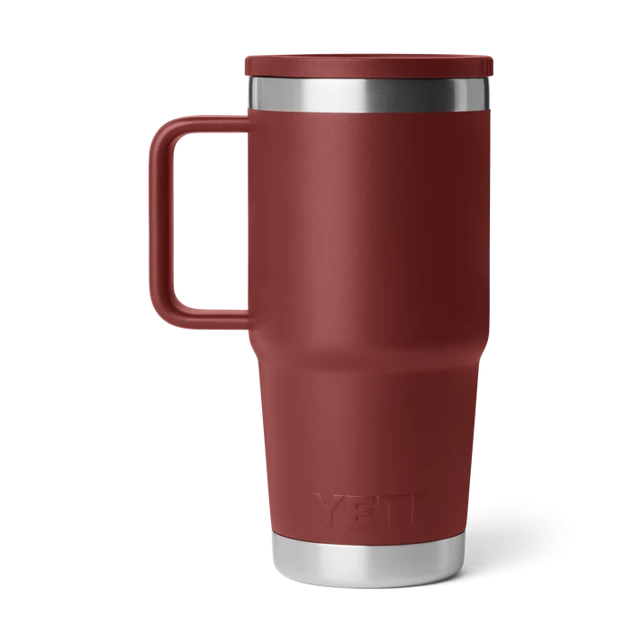 YETI Rambler 20 oz Travel Mug in Stag Red with leakproof Stronghold lid and welded handle