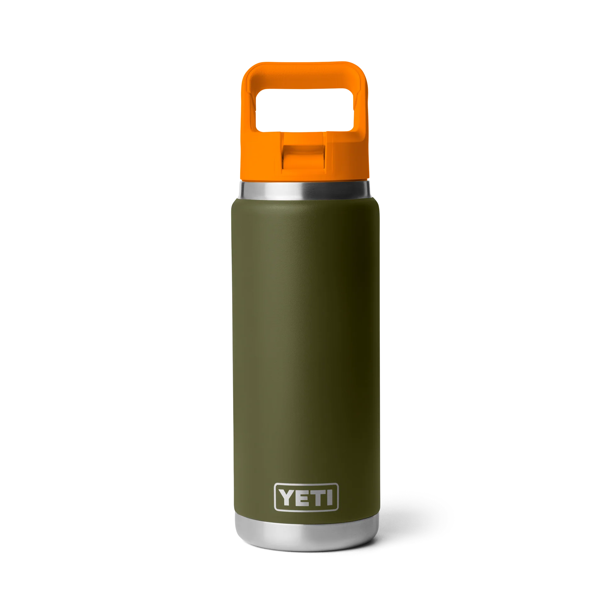YETI Rambler 26oz (769ml) Bottle With Colour-Matched Straw Cap - Olive King Crab Orange