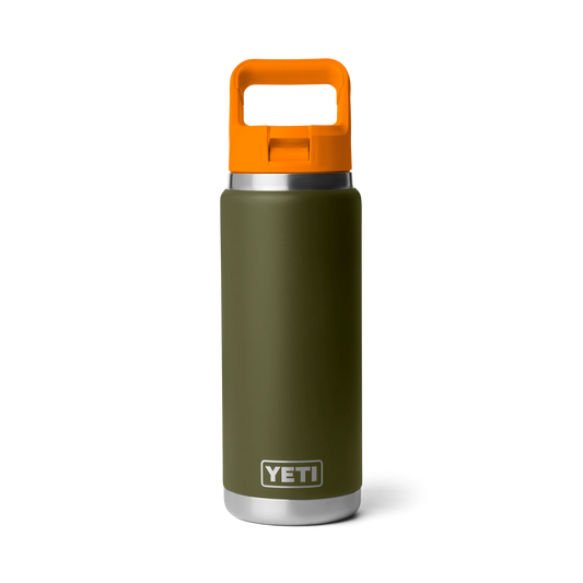 YETI Rambler 26oz (769ml) Bottle With Colour-Matched Straw Cap - Olive King Crab Orange