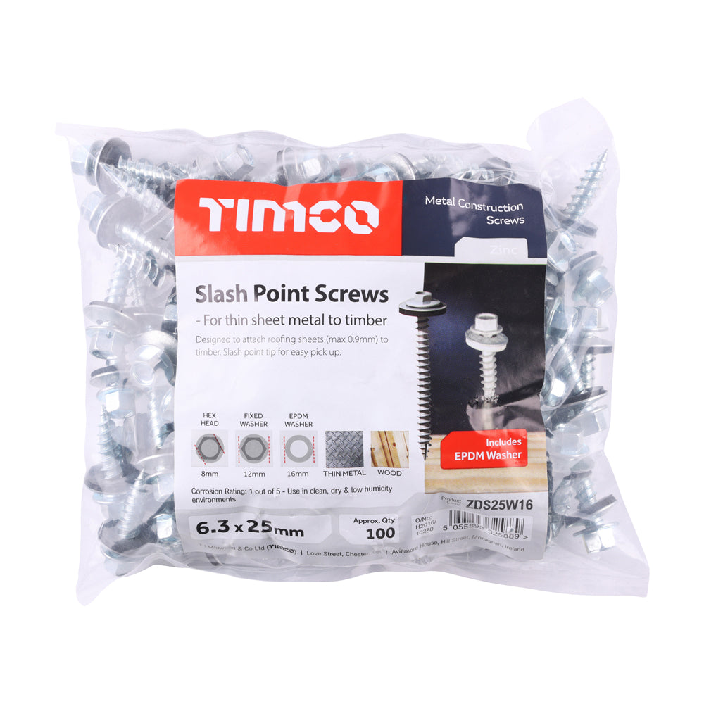 Screws Sheeting Asts 25x6.3 G16 ZINC - BAG 100