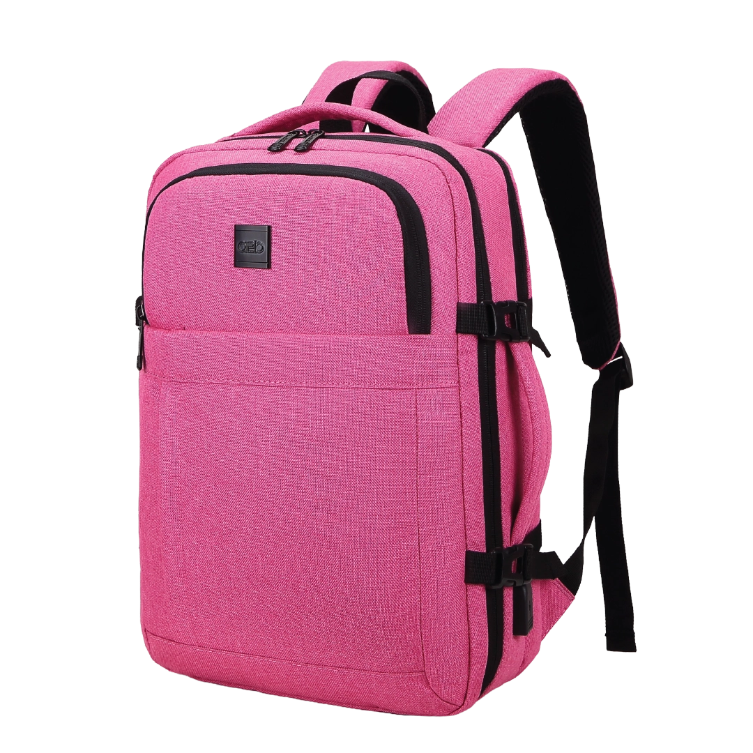 a2b Fernwah 27L EasyJet approved underseat cabin backpack with laptop compartment and USB port in pink