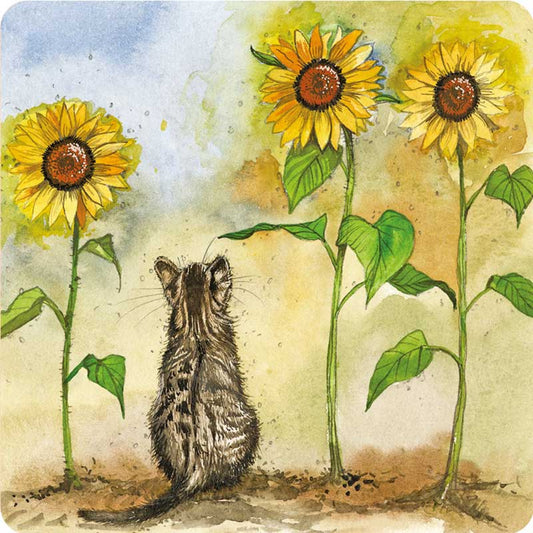 Alex Clark Coaster Cat and Sunflowers