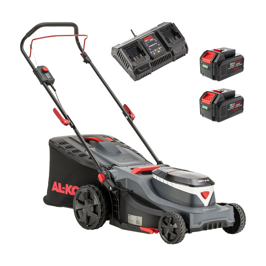 AL-KO Comfort 43.6 Li cordless lawnmower with 43cm cutting deck, 3-in-1 mowing functions and central height adjustment.