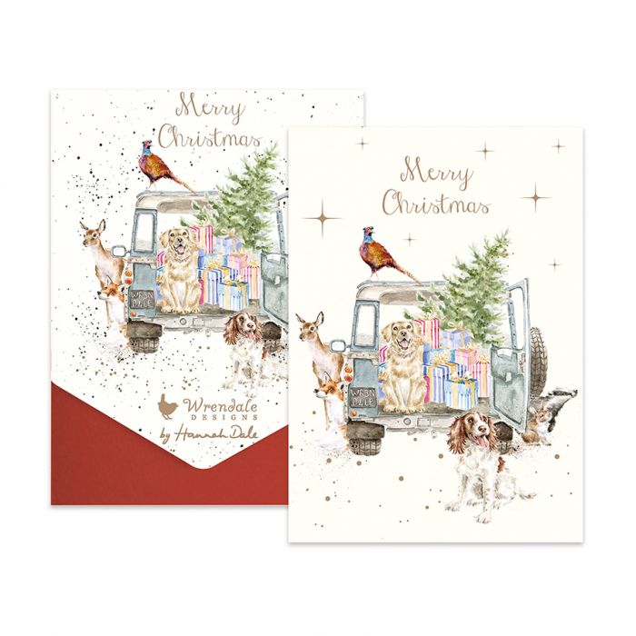 Wrendale Driving Home for Christmas Dog & Woodland Animal Christmas Card Pack