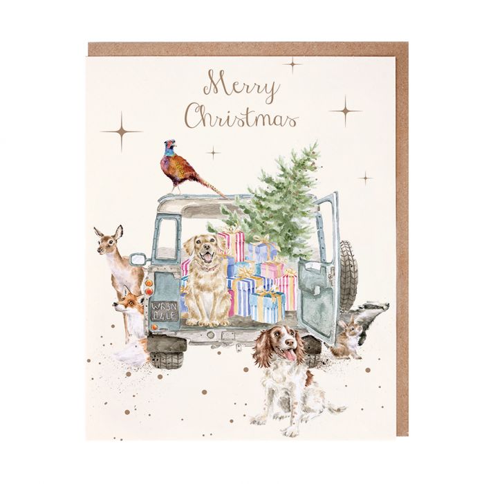 Wrendale Driving Home for Christmas Dog & Woodland Animal Christmas Card Pack