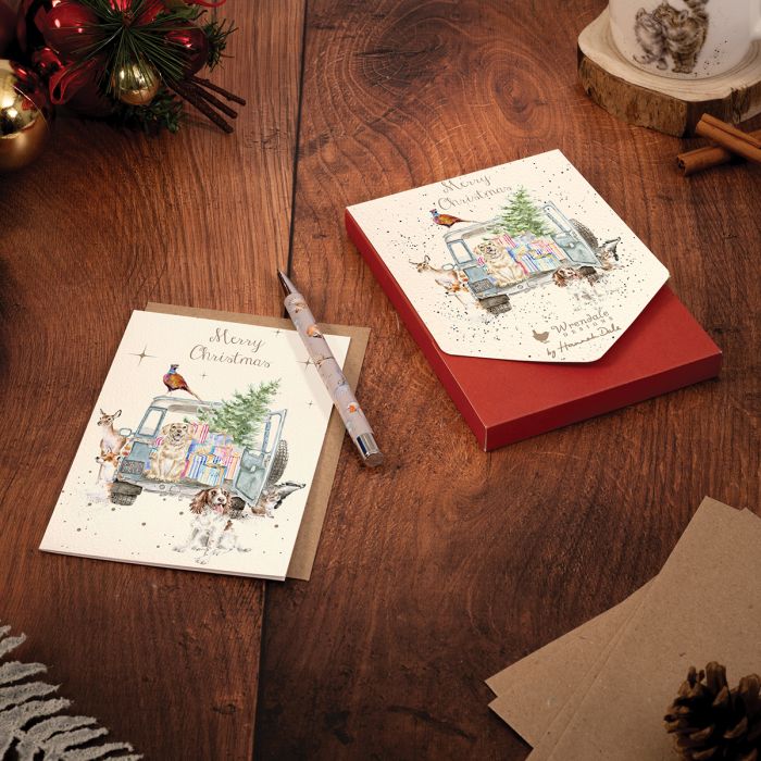 Wrendale Driving Home for Christmas Dog & Woodland Animal Christmas Card Pack