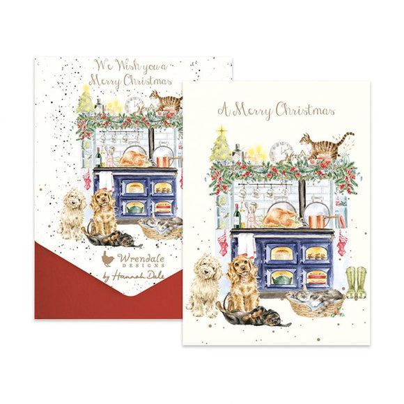 Wrendale The Country Christmas Kitchen Dog and Cat Christmas Card Pack