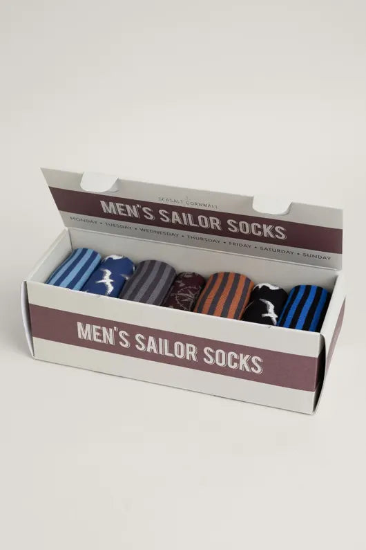 Seasalt Gift Box of 7 Men's Sailor Socks