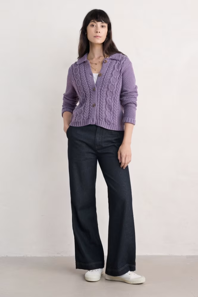 Seasalt Forest Ridge Cable Knit Collared Cardigan