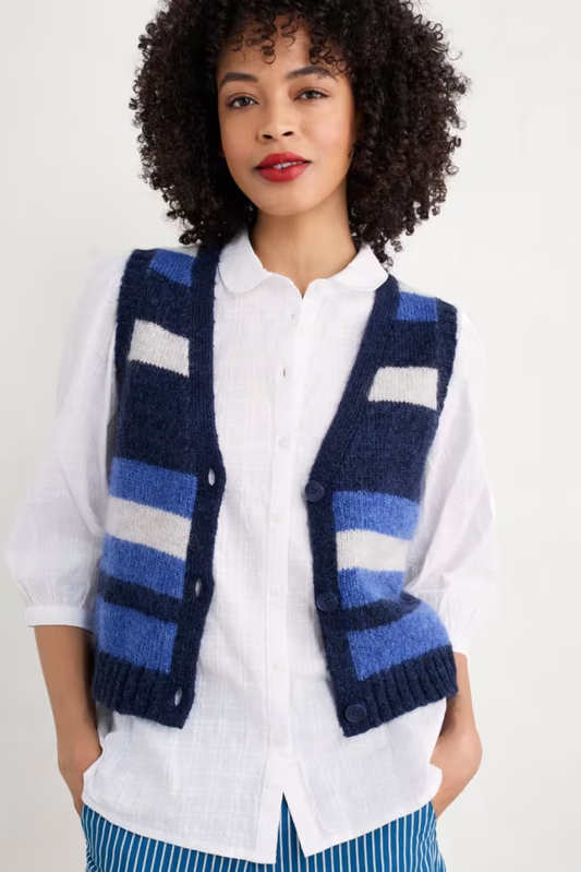 Seasalt Painter Striped Button-Down Mohair Vest