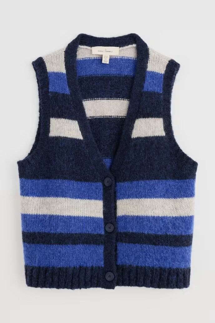Seasalt Painter Striped Button-Down Mohair Vest