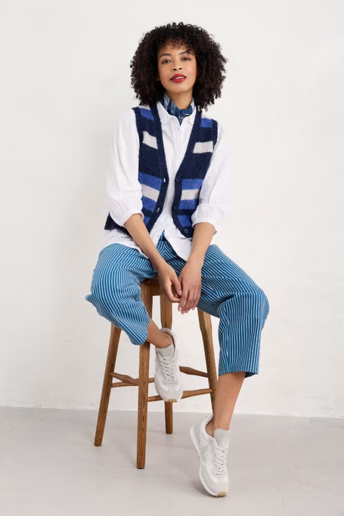Seasalt Painter Striped Button-Down Mohair Vest