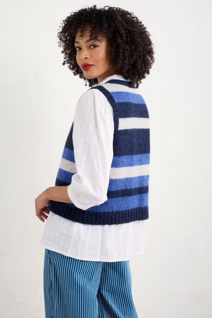 Seasalt Painter Striped Button-Down Mohair Vest