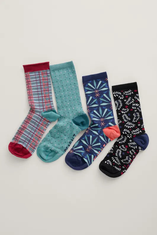 Seasalt Gift Box of 4 Women's Sparkly Sailor Socks