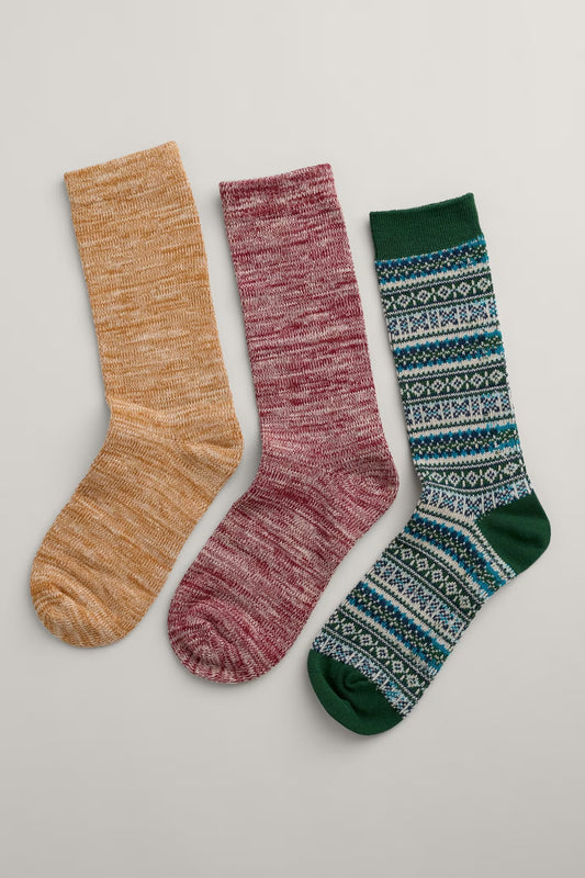 Seasalt Gift Box of 3 Fair Isle Women's Bloomin Good Socks