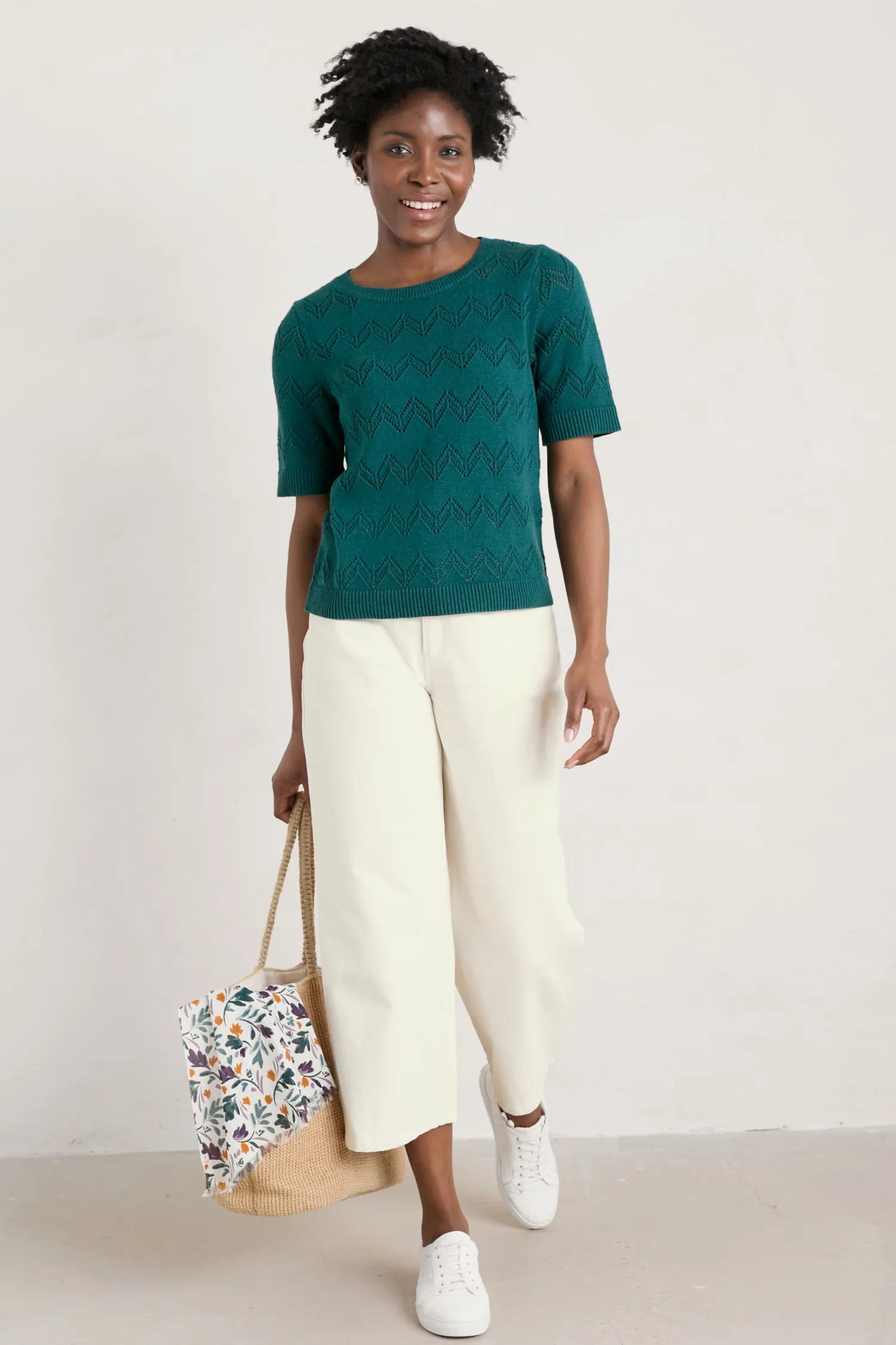 Seasalt Perran Bay Short Sleeve Pointelle Knit Jumper