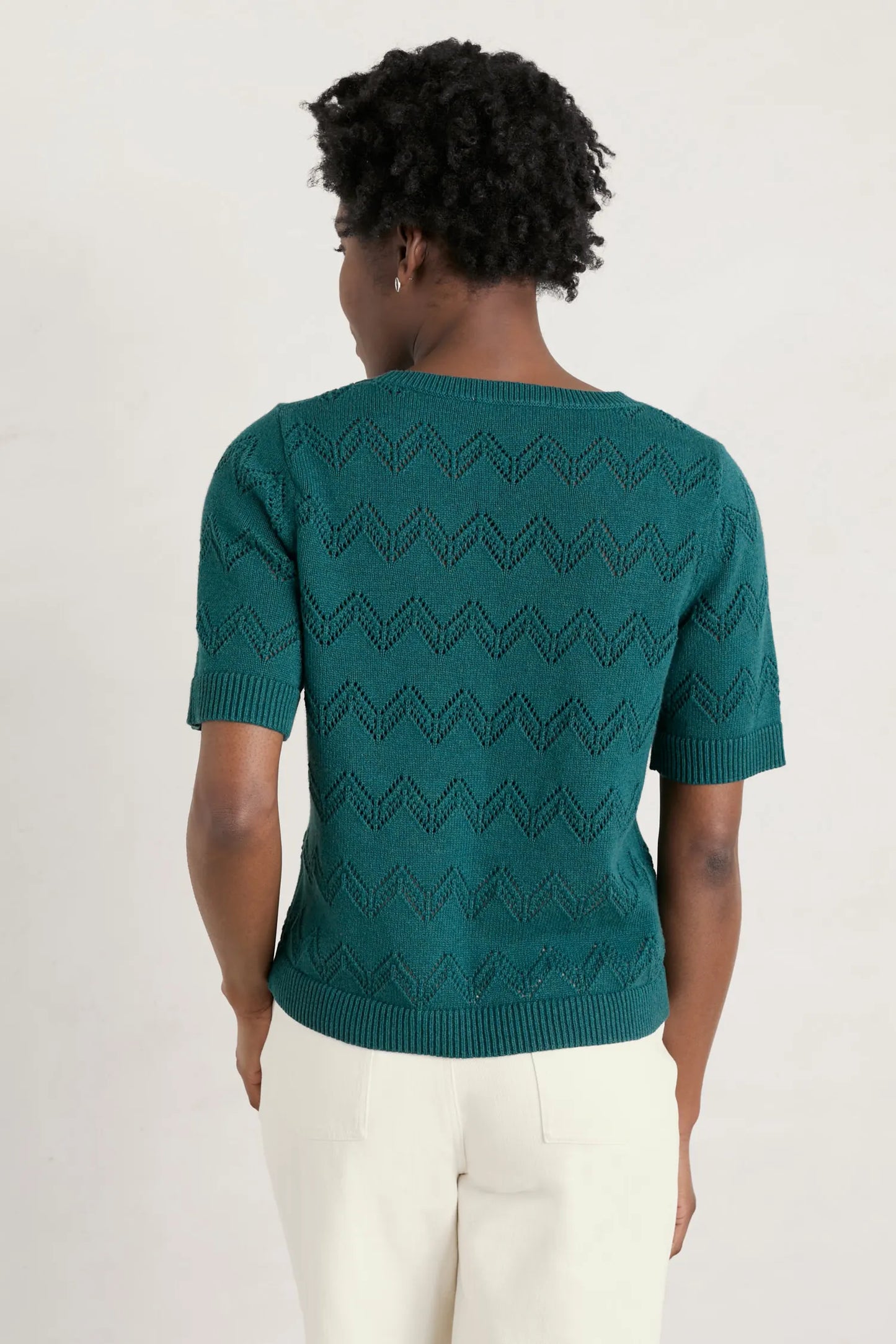 Seasalt Perran Bay Short Sleeve Pointelle Knit Jumper