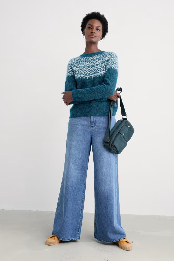 Seasalt Spruce Frost Mohair-Blend Fair Isle Jumper