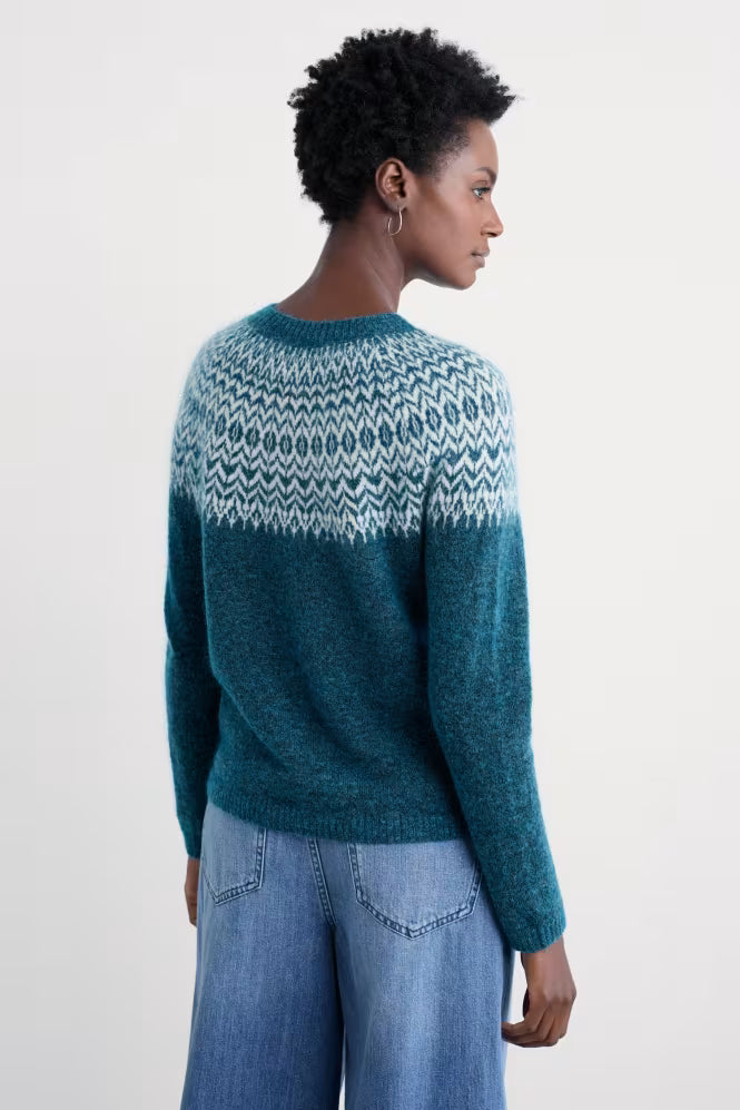 Seasalt Spruce Frost Mohair-Blend Fair Isle Jumper