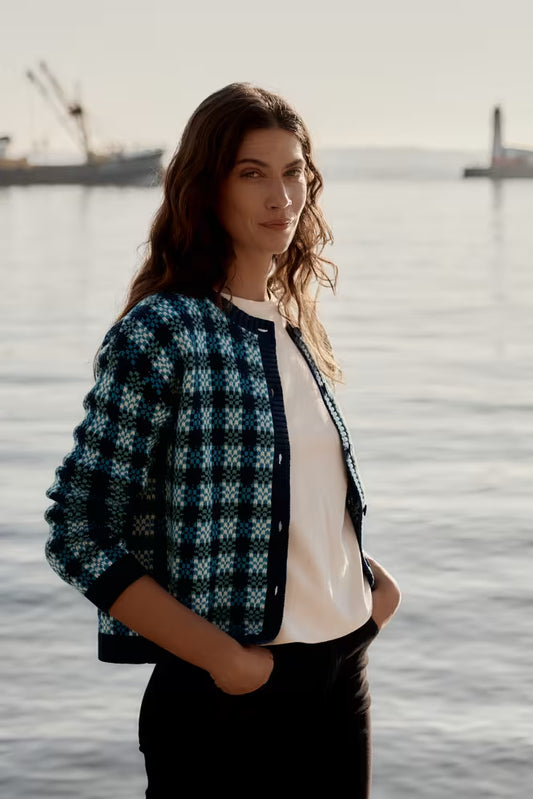 Seasalt Kensa Organic Cotton Checked Cardigan