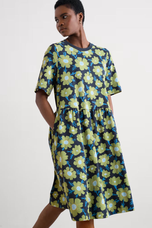 Seasalt Hellandbridge Jersey T-Shirt Dress in Climbing Cosmos Dill