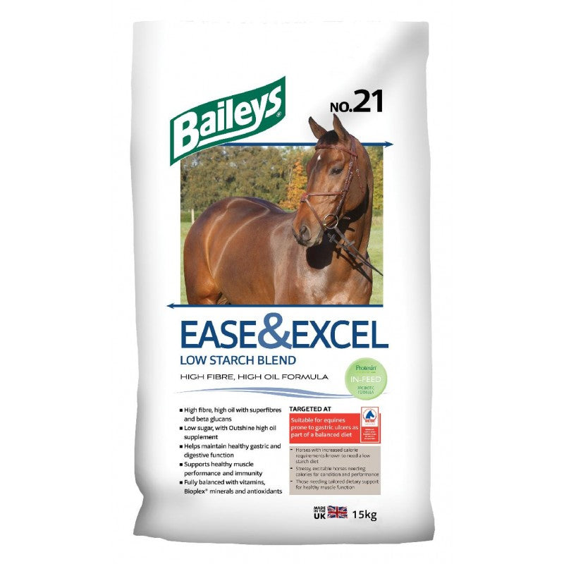 Baileys No.21 Ease and Excel 15kg bag low-starch horse feed muesli