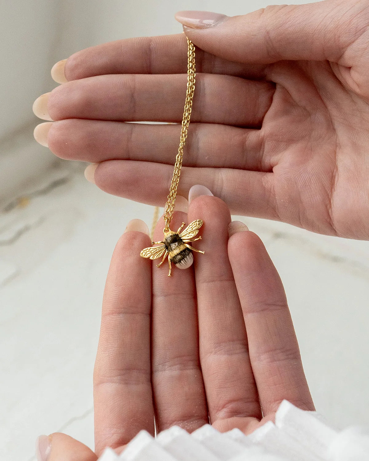 Fable Gold Honey Bee Enamel Necklace