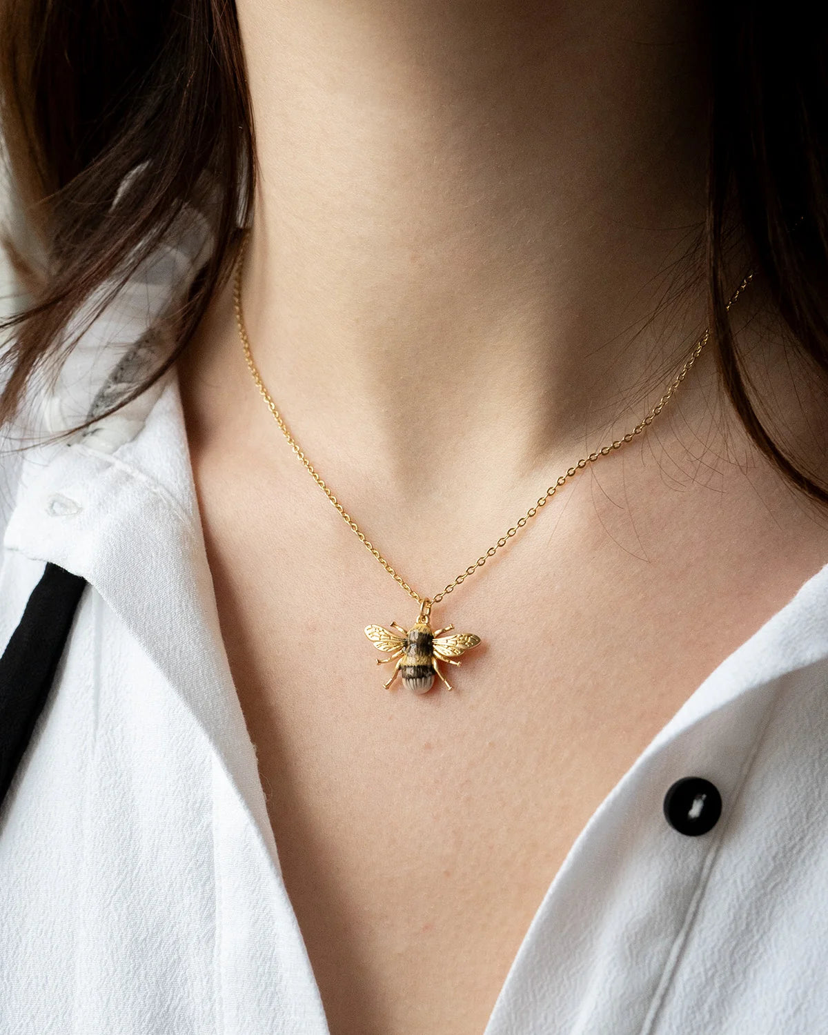Fable Gold Honey Bee Enamel Necklace