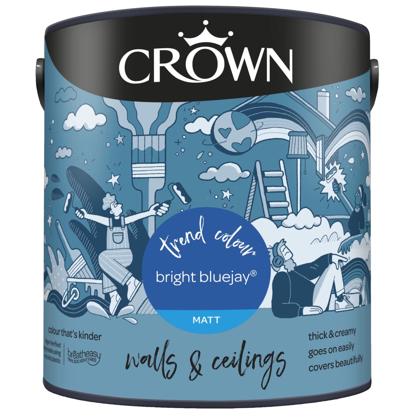 Crown Paints Walls & Ceilings Matt Emulsion Paint - Blues