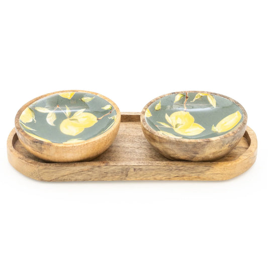 Candlelight Small Mango Wood Dipping Bowls Set of 2