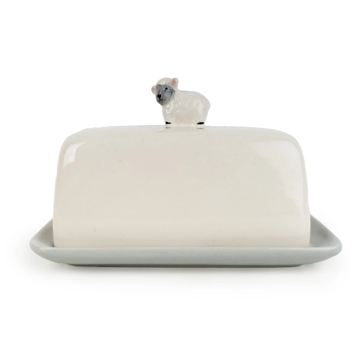 Candlelight Sheep Ceramic Butter Dish Set