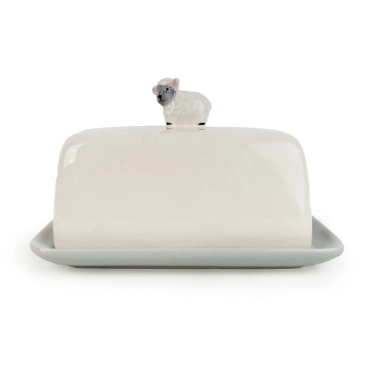 Candlelight Sheep Ceramic Butter Dish Set