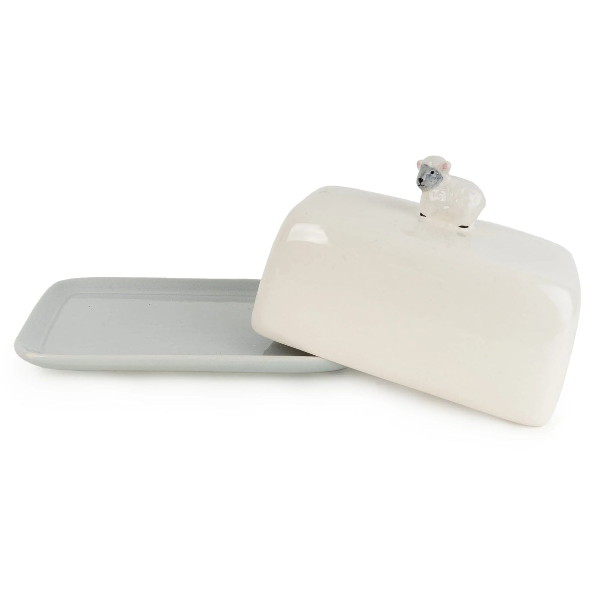 Candlelight Sheep Ceramic Butter Dish Set