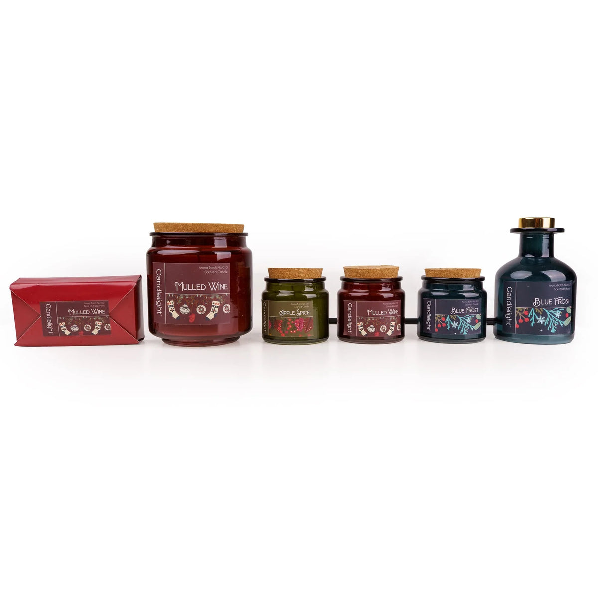 Candlelight Festive Florals Christmas home fragrance gift set showing candles, reed diffuser, and wax melts in a red presentation box