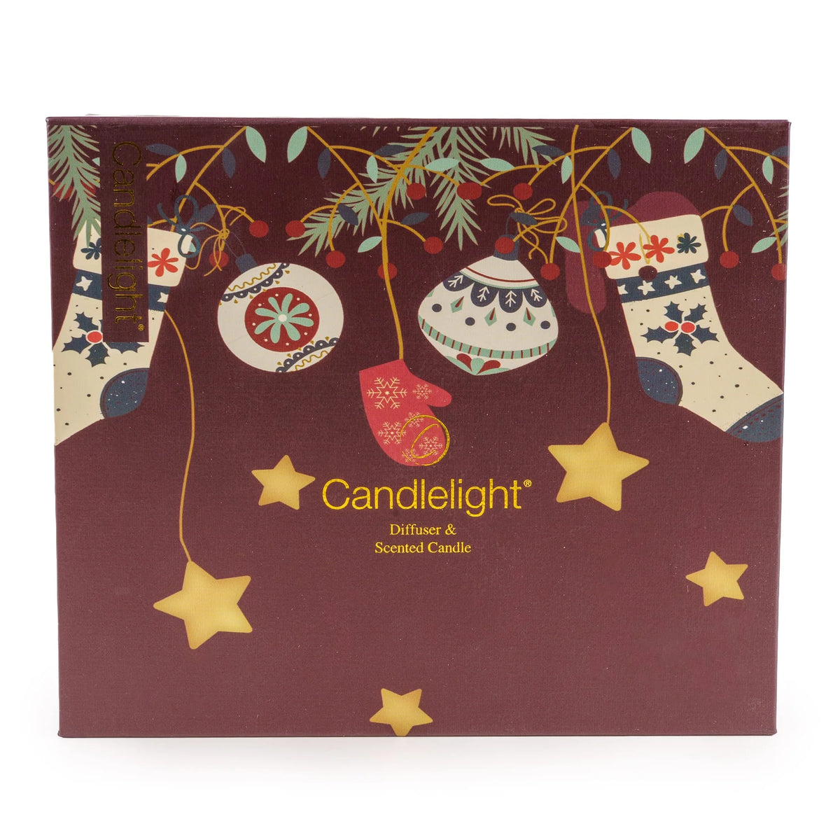 Candlelight Festive Florals Red Stockings & Baubles Diffuser & Candle Gift Set