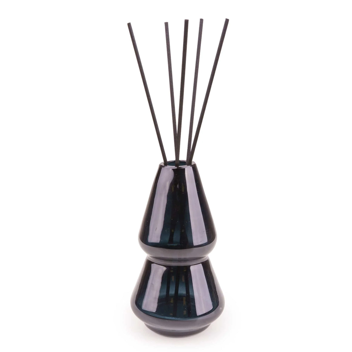 Candlelight Starlit Night Sky 150ml reed diffuser in deep midnight-blue glass bottle beside winter cottage gift tube