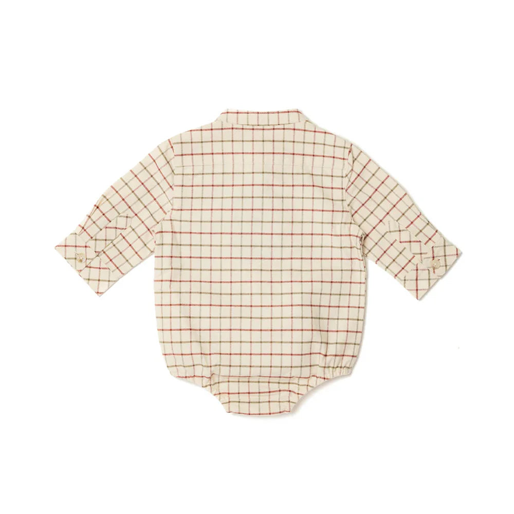 Eleanor Charles The Check Shirt Embroidered Romper