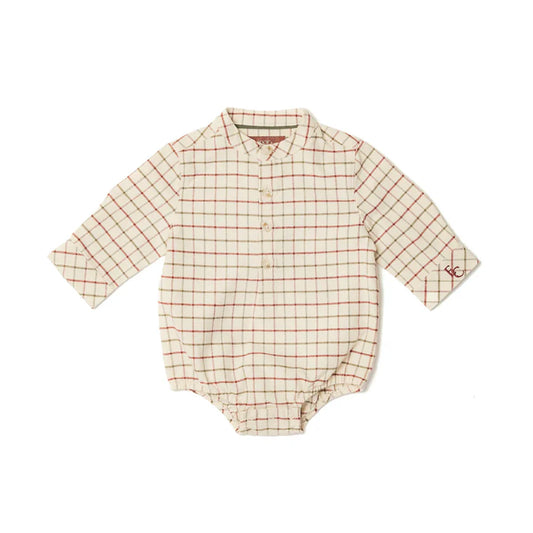 Eleanor Charles The Check Shirt Embroidered Romper