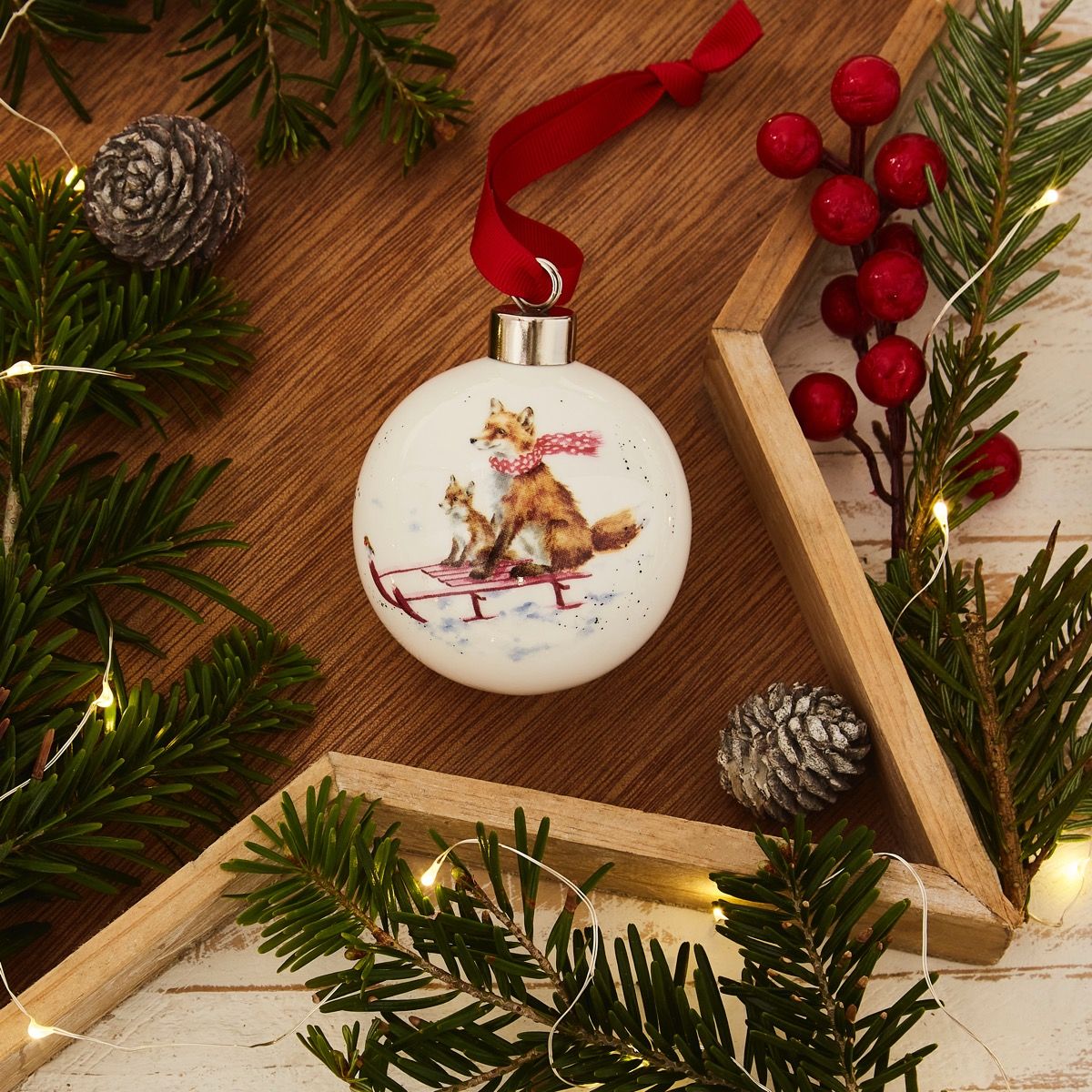 Wrendale The Sleigh Ride Fox Bauble