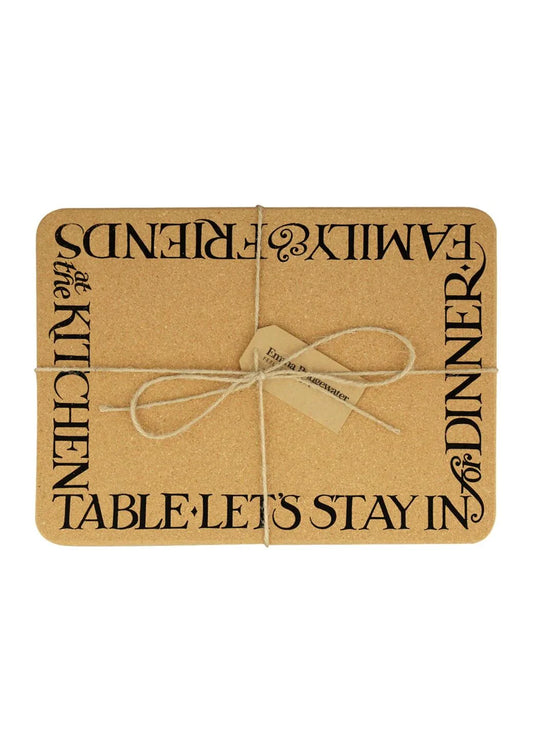 Emma Bridgewater Black Toast Rectangular Cork Trivet Placemat