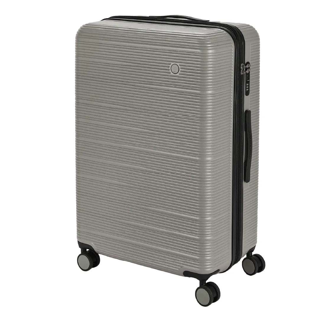 Pierre Cardin Arles hard shell expandable travel suitcase with 8 spinner wheels and TSA lock in grey