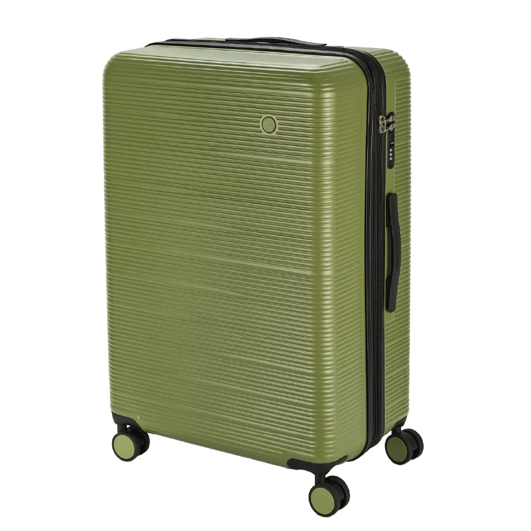 Pierre Cardin Arles hard shell expandable travel suitcase with 8 spinner wheels and TSA lock in green