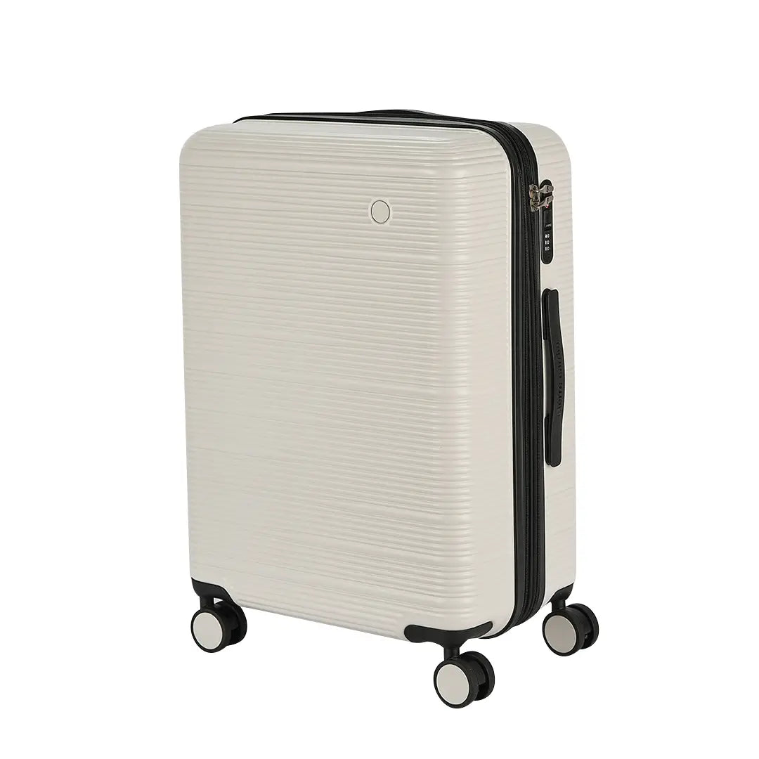 Pierre Cardin Arles hard shell expandable travel suitcase with 8 spinner wheels and TSA lock in white